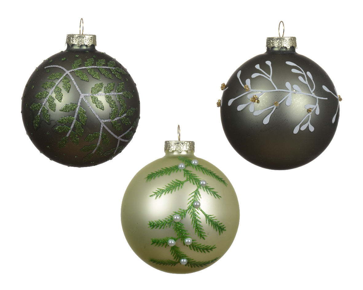 Kerstbal glas 3col ass