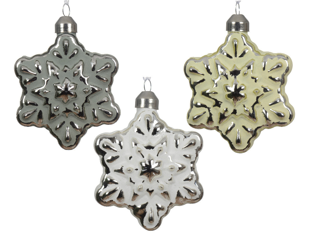 Sneeuwvlok glas 3col ass