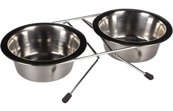 Flamingo - Eet- en drinkpot Duo Dinner Staander Arjun Zilver 2x800ml