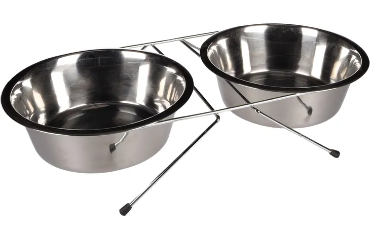 Flamingo - Eet- en drinkpot Duo Dinner Staander Arjun Zilver 2x2500ml