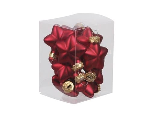 12 Kerststerren, glas mat rood 40mm