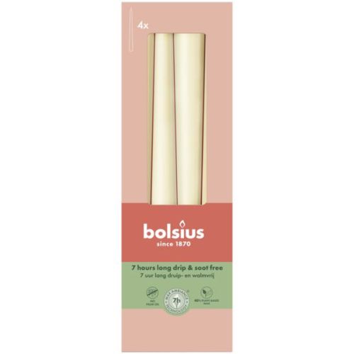Gotische dinerkaars 245/24 Soft Pearl / Crème per 4 stuks - Bolsius