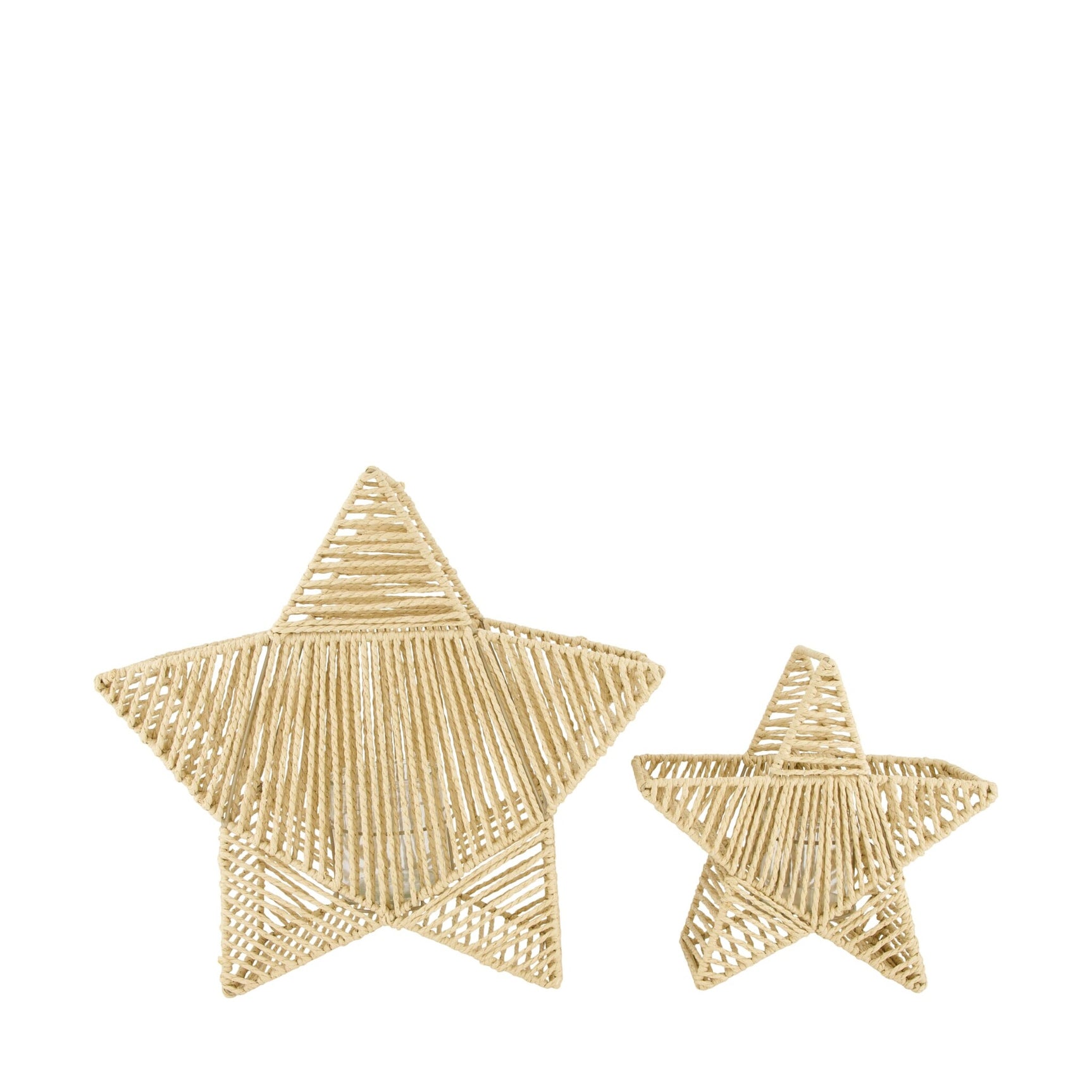 Lantaarn ster papier touw met glas 43x13x41cm