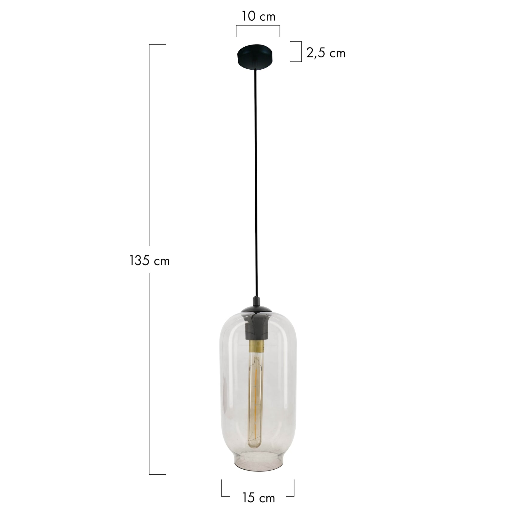 Hang lamp glas 15x15x135cm