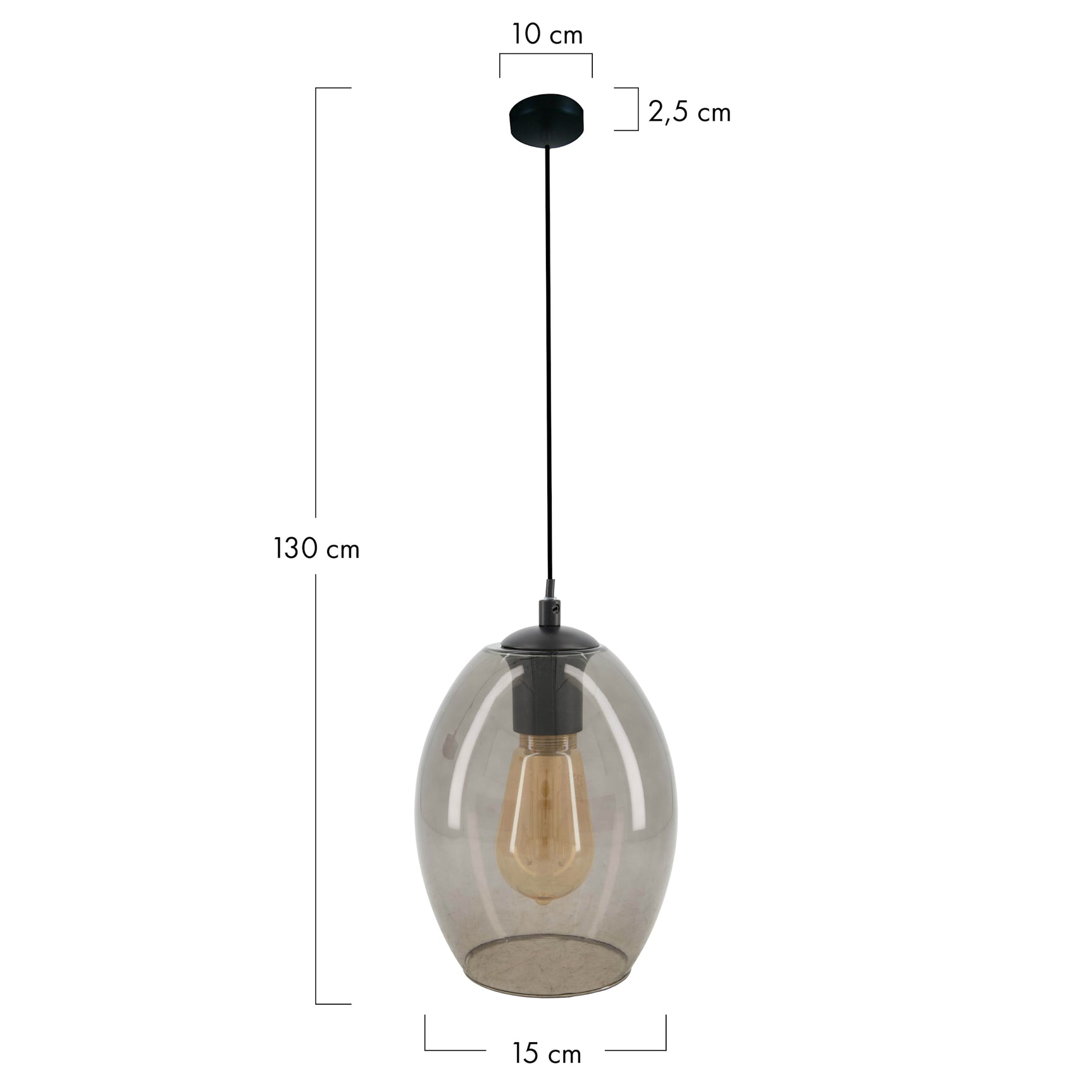 Hang lamp glas 15x15x130cm