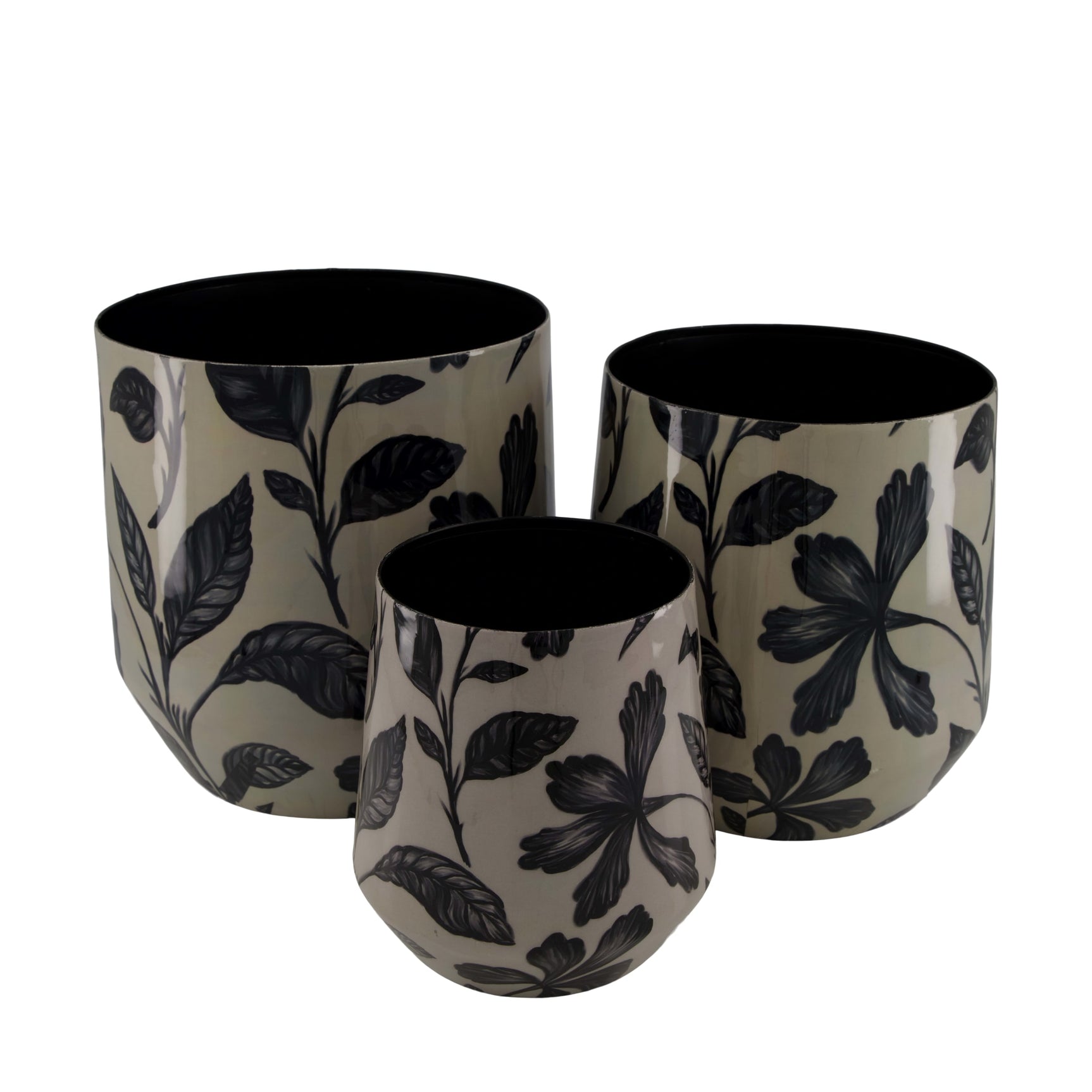 Bloempot metaal met print 22x22x22.5cm S/3