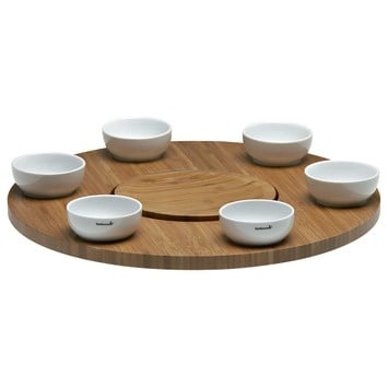 Barbecook - Joya draaitafel uit rubberhout met 6 kommetjes Ø 48cm