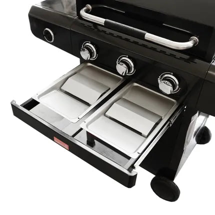 Barbecook Siesta 310 grafieten barbecue met open deksel en zijtafels