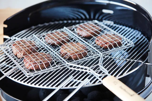 Barbecook - hamburgergrill uit chroom en hout 35x23cm FSC 100%