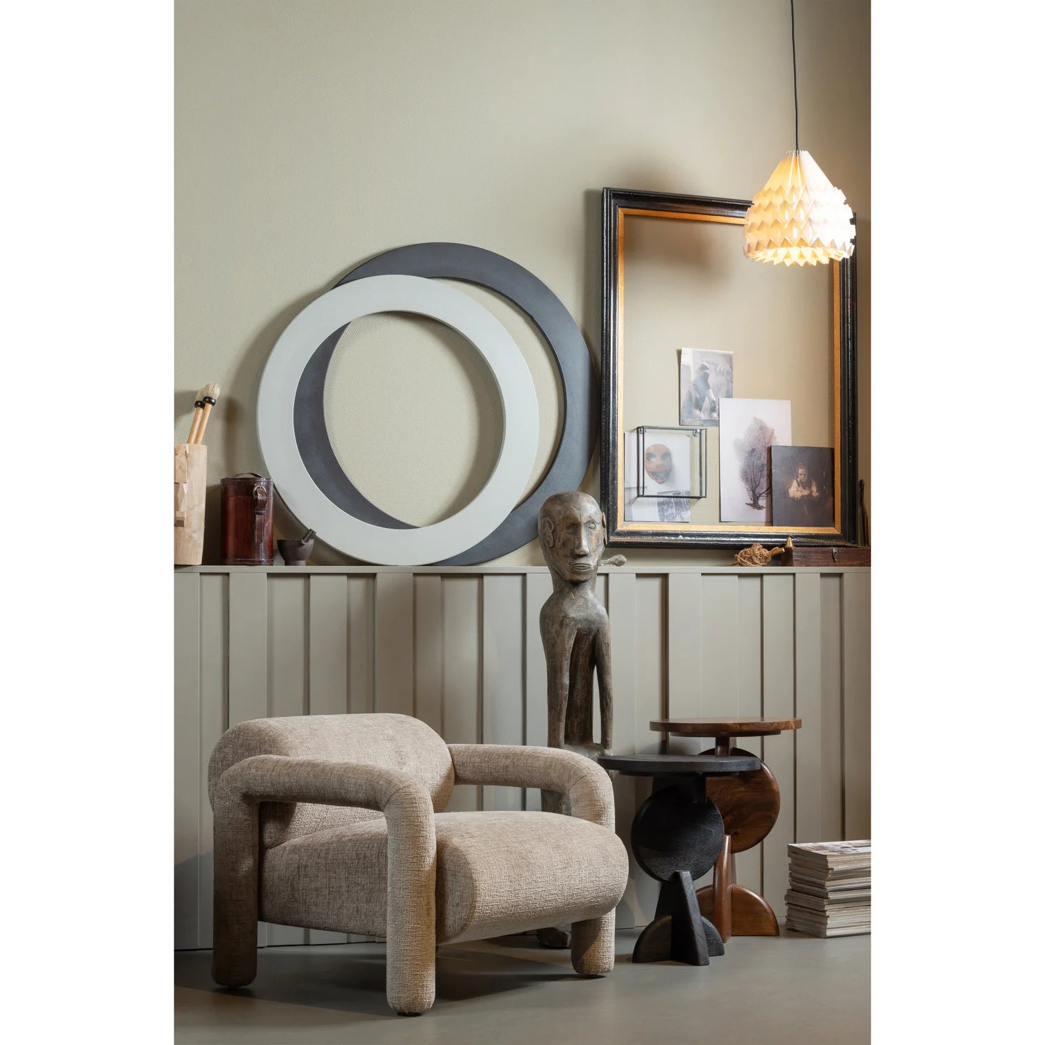 WOOOD - Lenny fauteuil in grove textuur zand