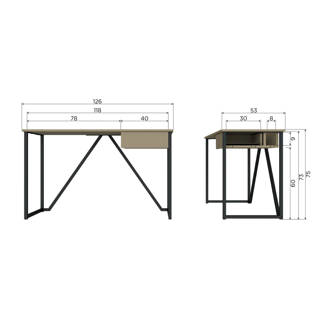 Woood - New Julius bureau grenen mud