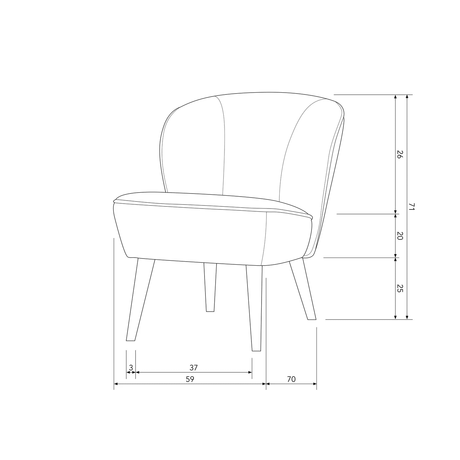 WOOOD - Sara fauteuil fluweel khaki