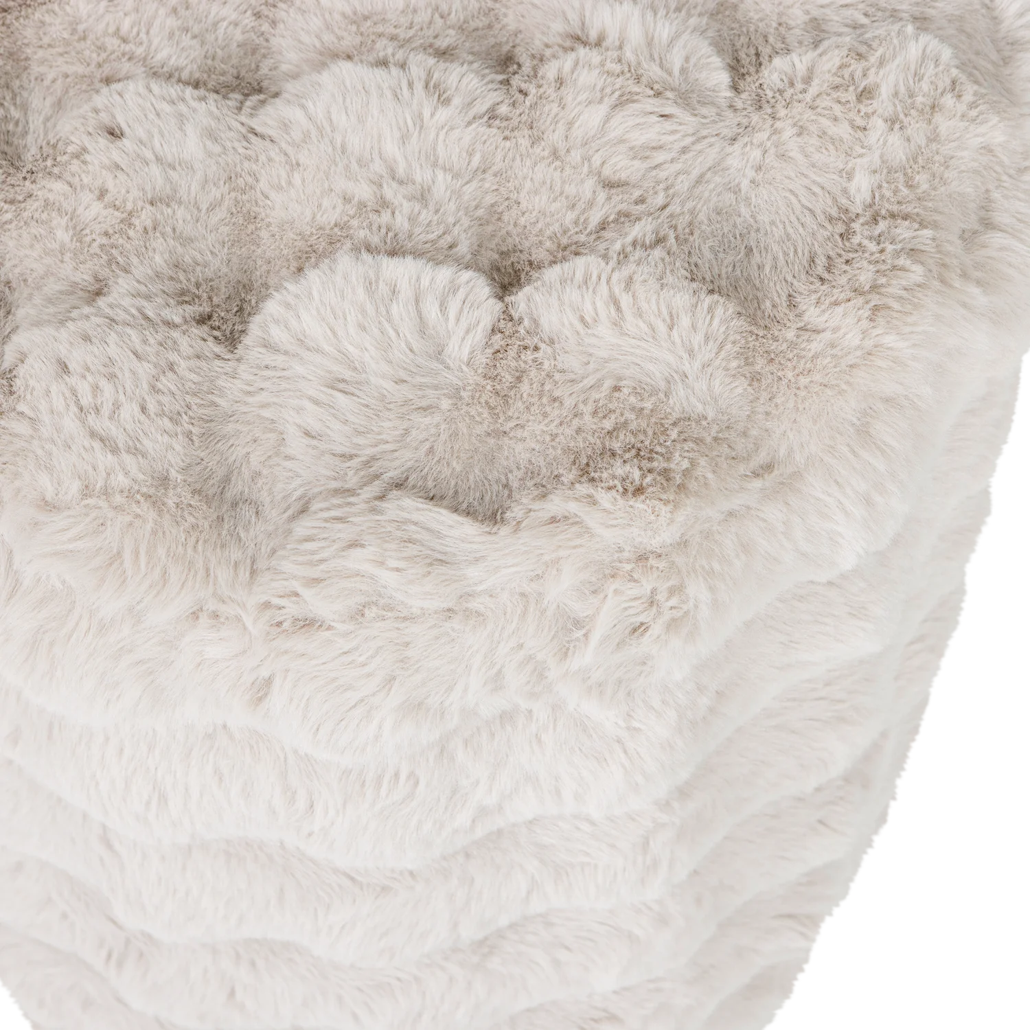 WOOOD - Olven poef hoog fluffy stof naturel