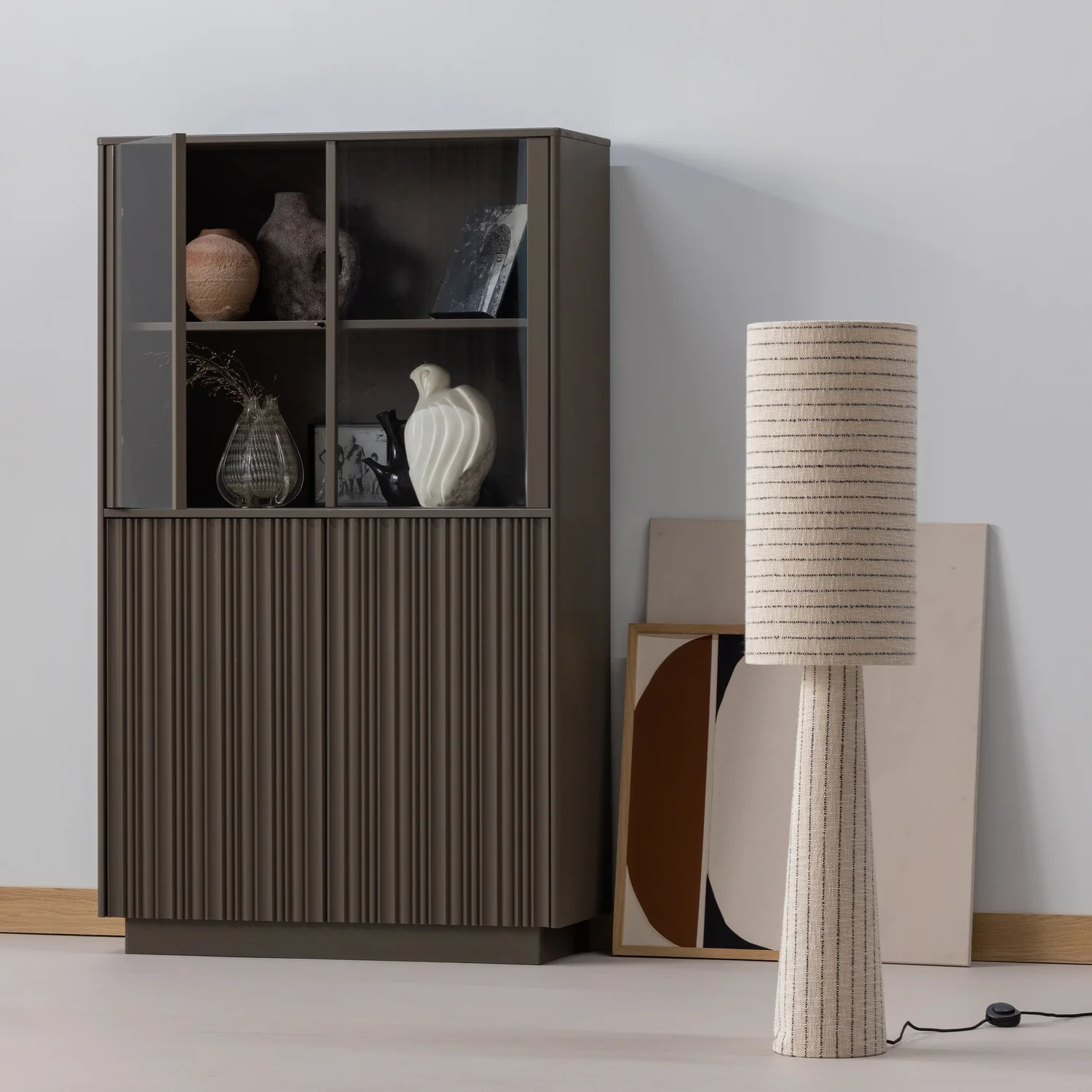 WOOOD - Loft vloerlamp metaal/boucle naturel met strepen 130x30cm (kopie)