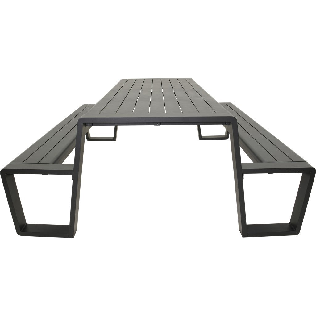 Picknickset: tafel met twee banken, antraciet frame en houten latten