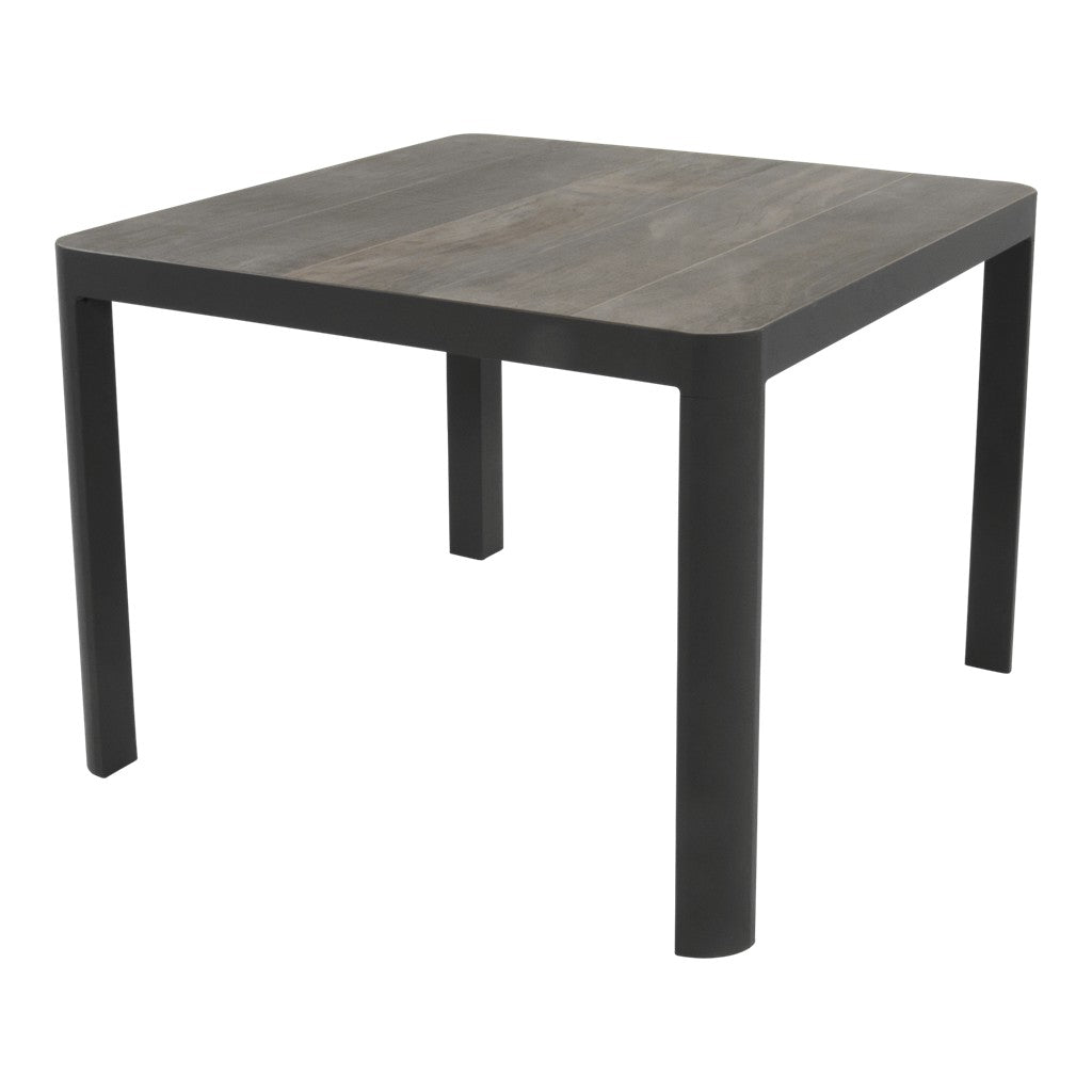 Zwarte vierkante tafel 100x100 cm met houten blad en vier poten