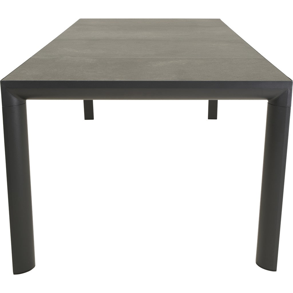 Donkergrijze tuintafel met rechthoekig blad van boven, 220x100 cm en rechte poten
