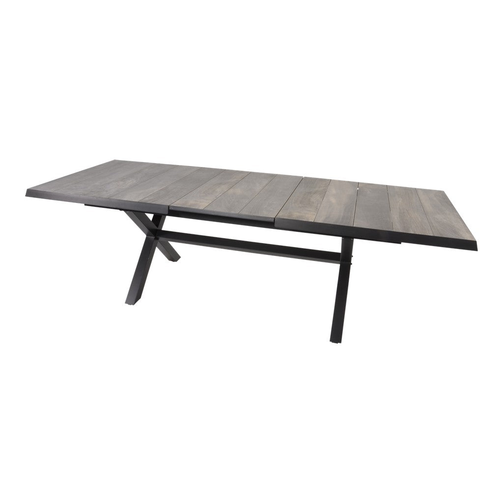 Uittrektafel Castilla zwart met kruispoot 204/264 x 102 cm - Lesli Living
