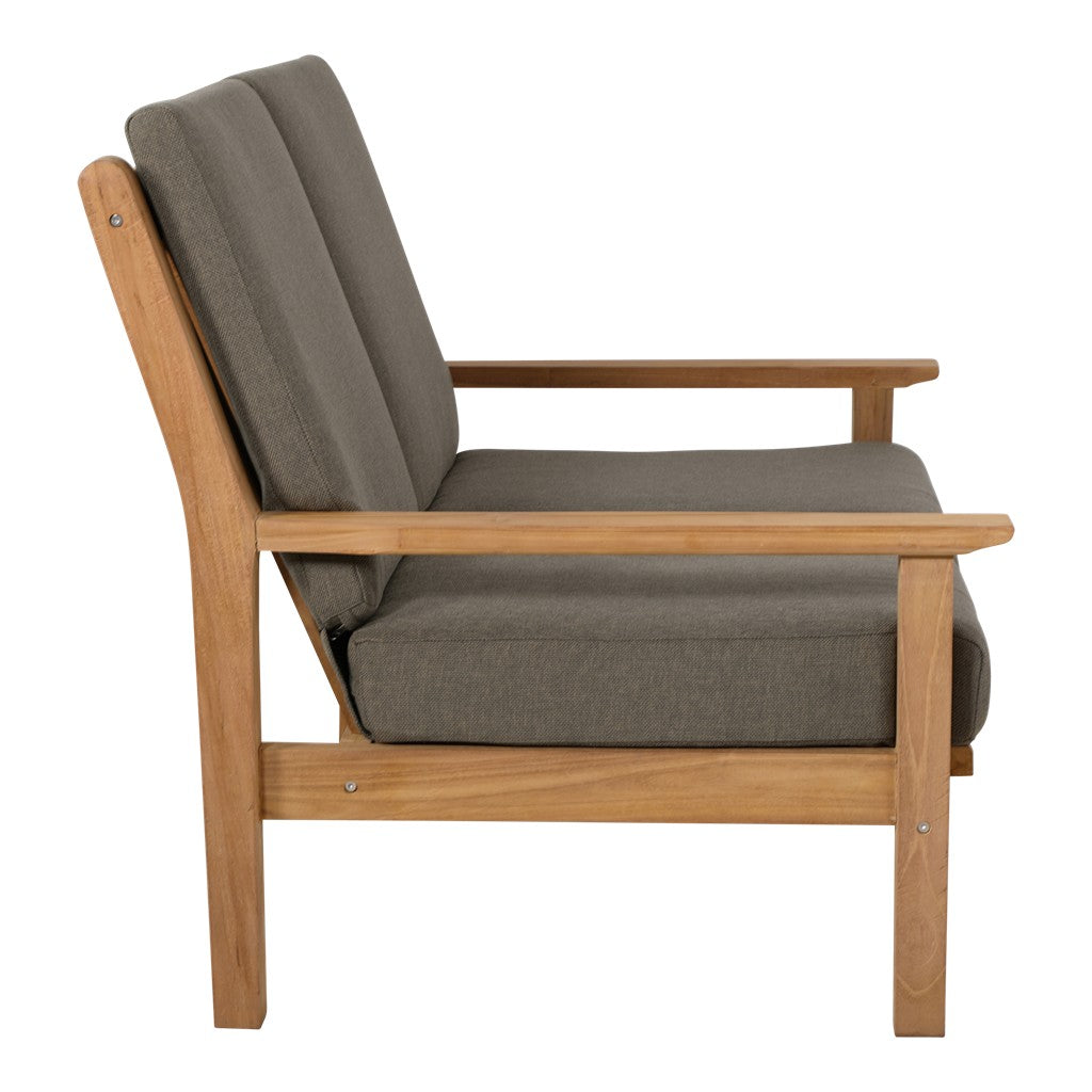 Loungebank teak 124 cm, incl. kussen
