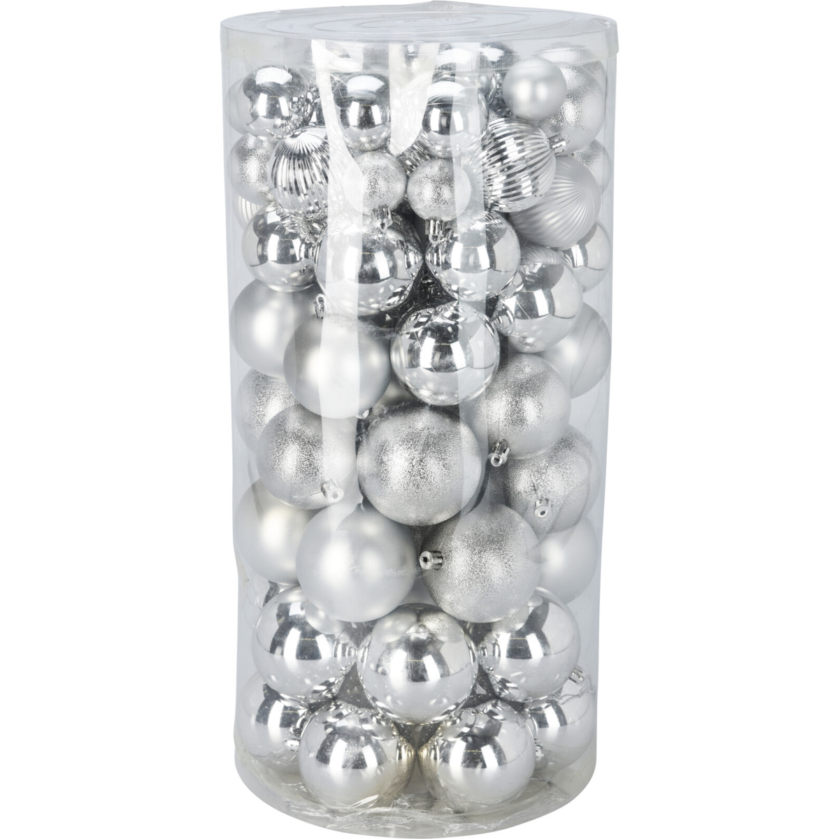 Kerstballen 100 stuks kunststof | Zilver