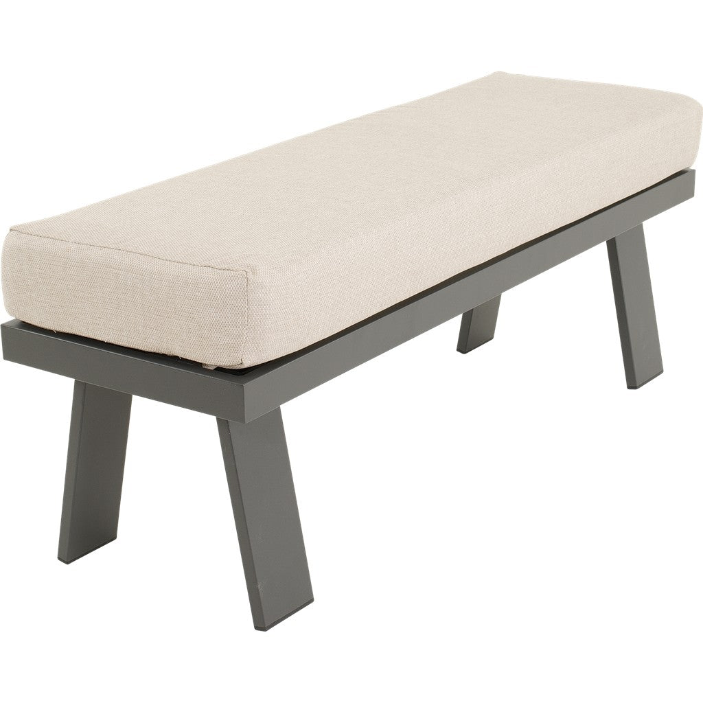 Loungebank Estoril met beige zitkussen en donkergrijze poten