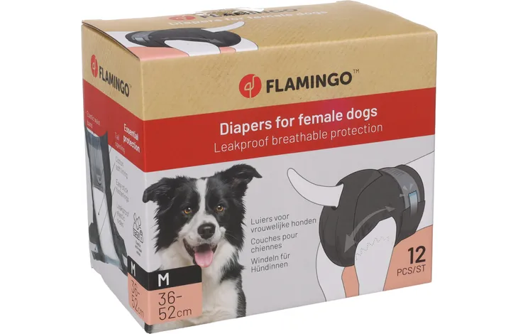 Flamingo - Hondenverzorging Luiers Dipy - Wit - M - 36 - 52 cm - 12 stuks
