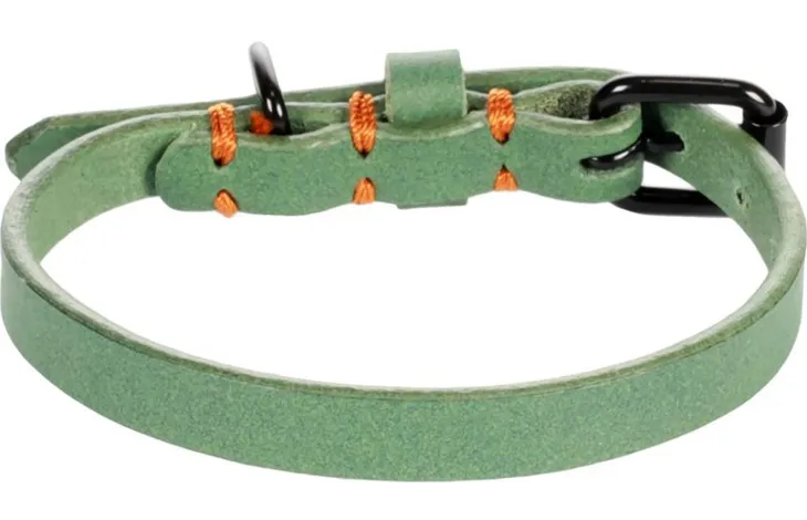 Groene Flamingo halsband Leano XS met verstelband, D-ring en oranje koordlusjes