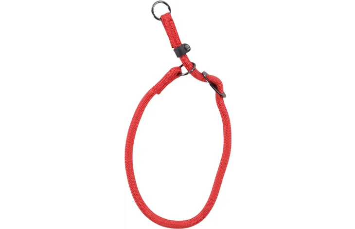 Anti-trek halsband, rode band met verstelgesp en metalen D-ring