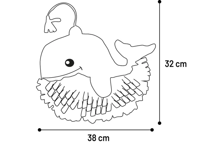 Snuffelmat schema: 38 cm breed, 32 cm hoog, vorm met open bek