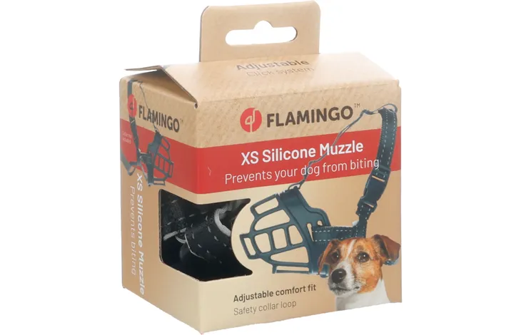 Flamingo muilkorf honden – Zachte siliconen muilkorf hond verstelbaar – Maat XS – Model Benzo Zwart