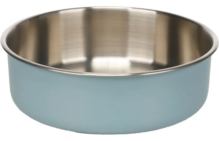 Ronde eet- en drinkpot van lichtblauw met RVS binnenkant, 1550 ml