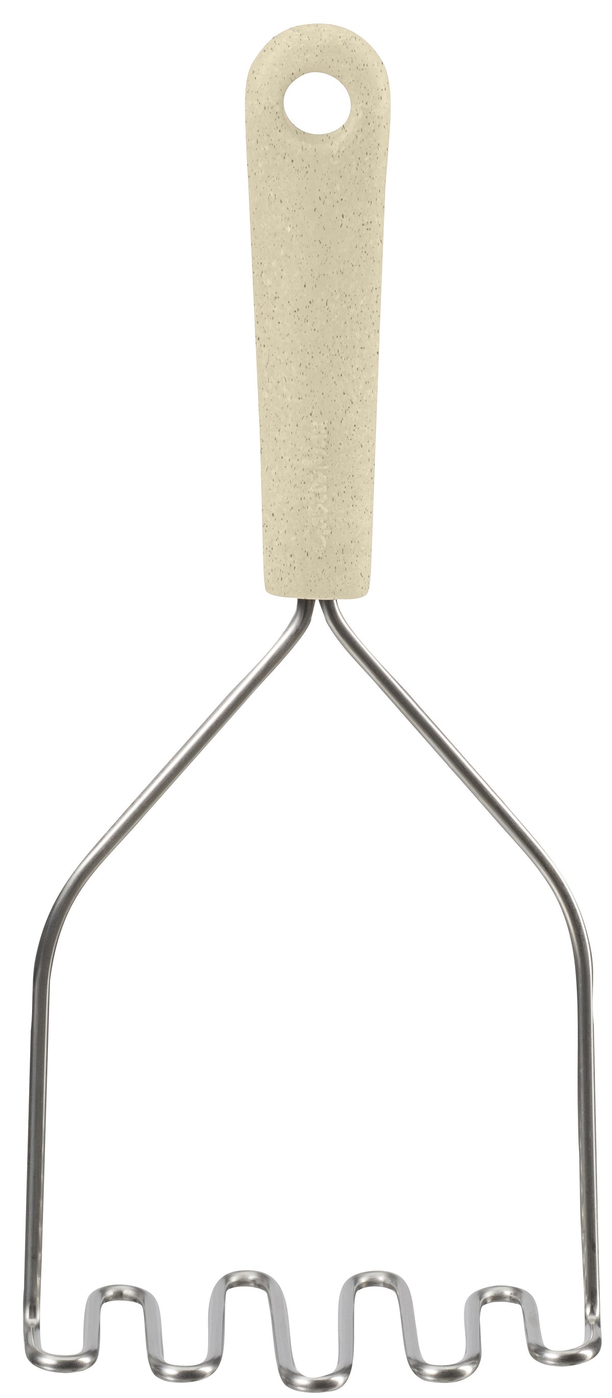 GastroMax aardappelstamper Bio met lichtbeige houten handgreep en metalen stamper