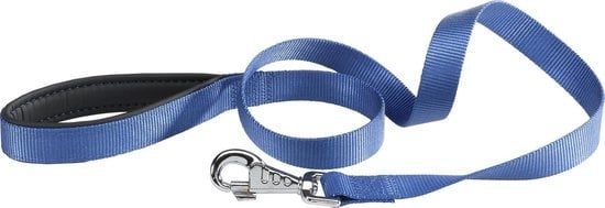 Ferplast Daytona hondenriem blauw met metalen haak en zwarte voeringlus