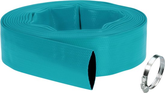 GARDENA platte slangenset, turquoise slang op rol met koppeling.