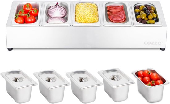 Cozze - Toppingstation met 5 bakjes en 5 deksels