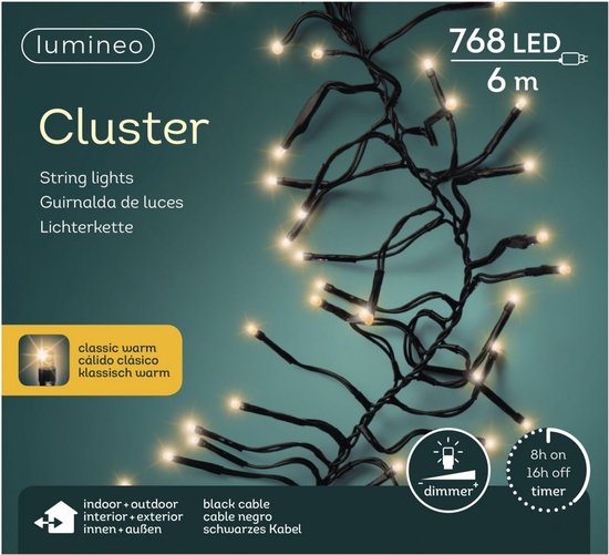 7m LED Cluster kerstboomverlichting - Goud - 768 lampjes - Dimbaar