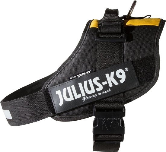 Julius-K9 IDC hondenharnas zwart met gele accenten en verstelbanden