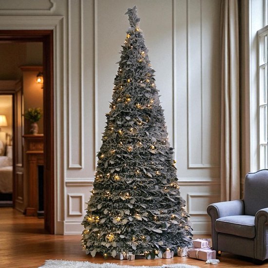 Pop-up kunst kerstboom met sneeuw en 150 LEDs - 120 cm