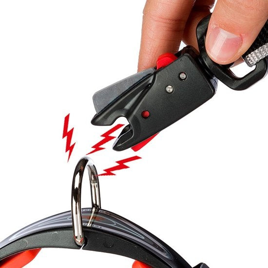 FERPLAST hondenriem-sluiting: zwarte clip met rode indicator en metalen ring