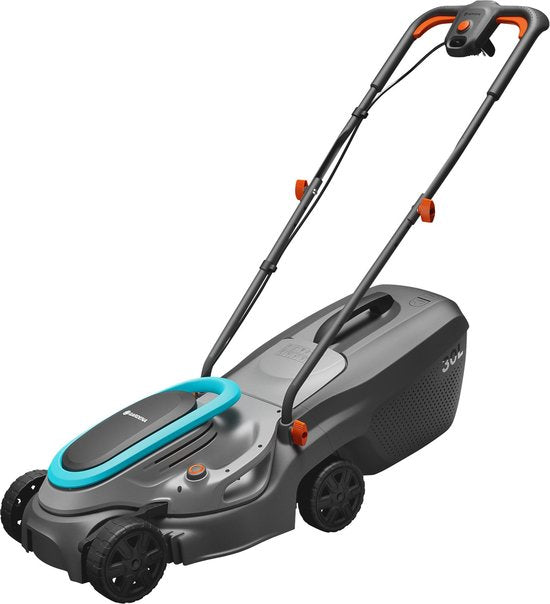 Gardena elektrische grasmaaier PowerMax 32/1200 G2, grijs met blauw en wielen