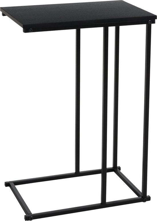 Bijzettafel metaal met mdf topblad - zwart