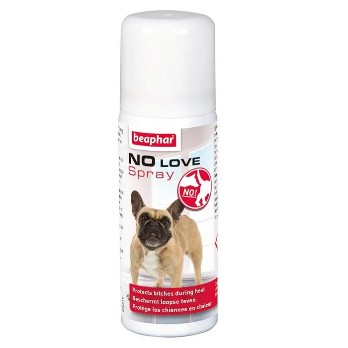 Honden-sprayfles Beaphar No Love Spray met etiket en witte dop, 50 ml