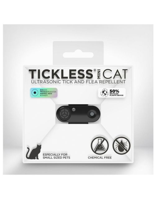 Zwarte elektronische kattenhalsband in blisterverpakking