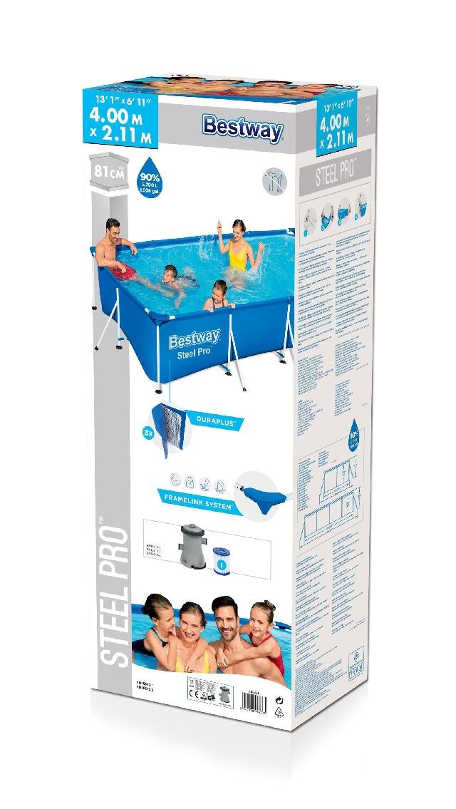 Verpakking van Bestway Steel pro zwembad 400x211x81 cm met pomp
