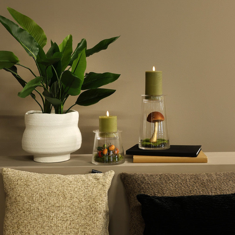 Stompkaars rustiek Ø7,5CM LED ro Lyon M groen-L7,5B7,5H12,5CM