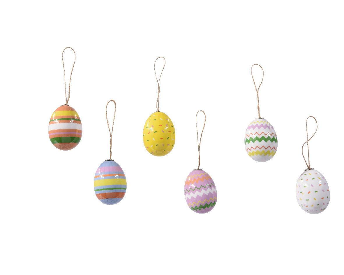 Assortiment schuimeieren met touwlus, gestreept, gestipt en gemêleerd.