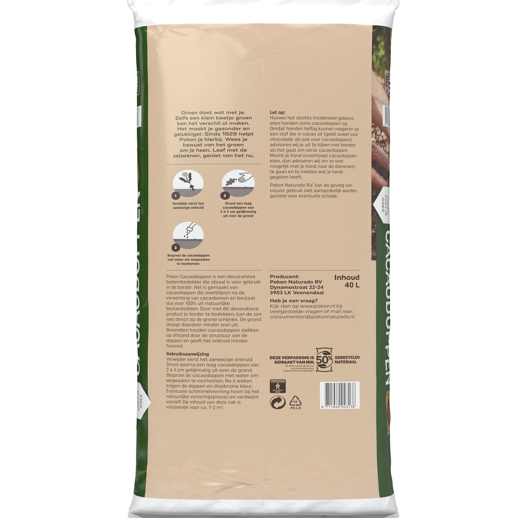 Pokon - Cacaodoppen 40 liter voor 1-2m2