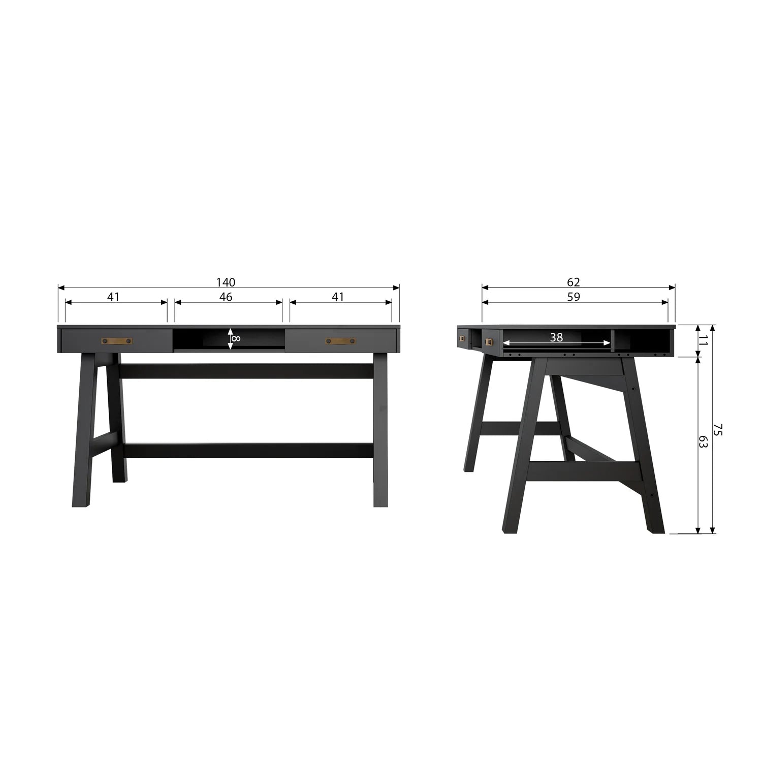 WOOOD - Dian bureau grenen diepzwart