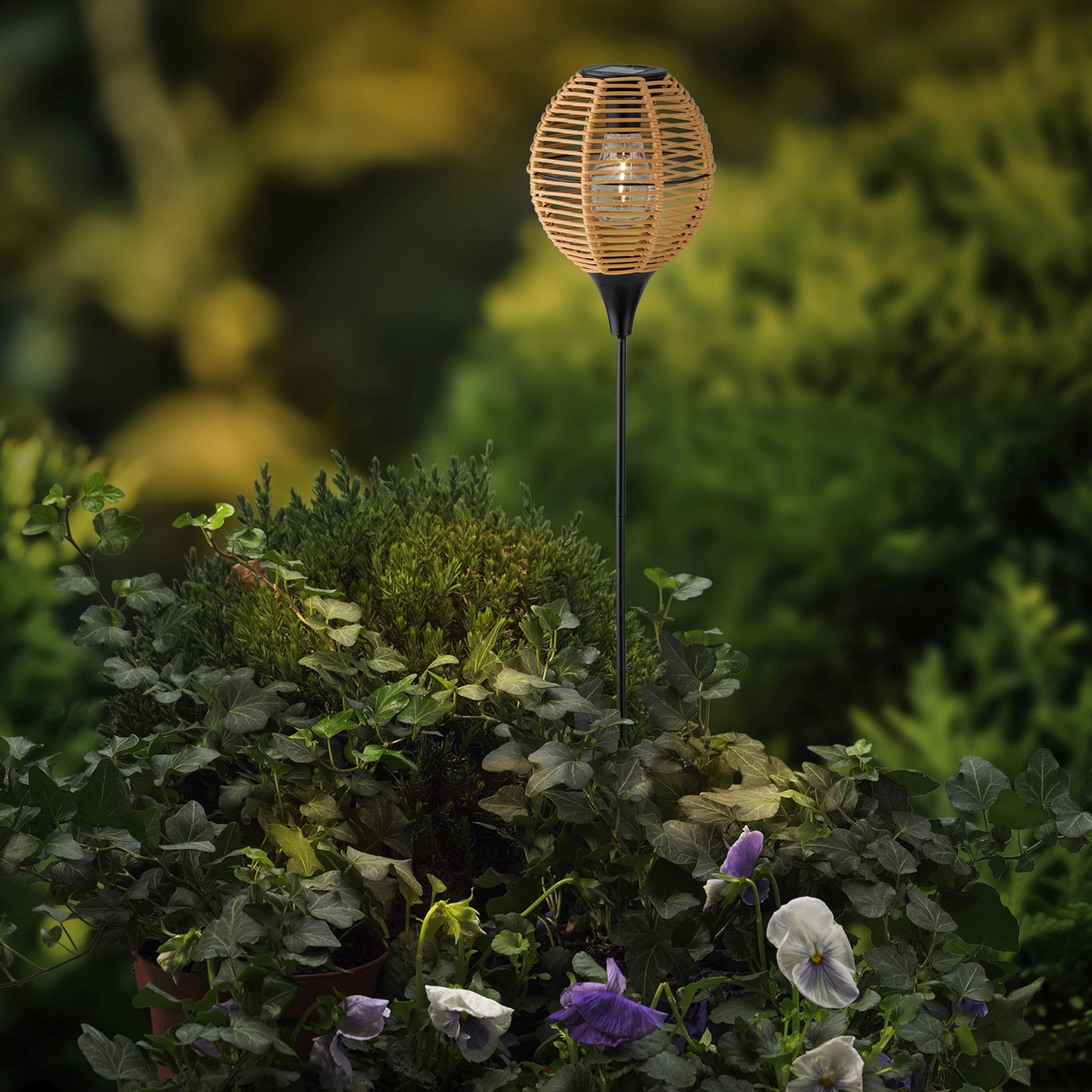 Solar stake light wicker