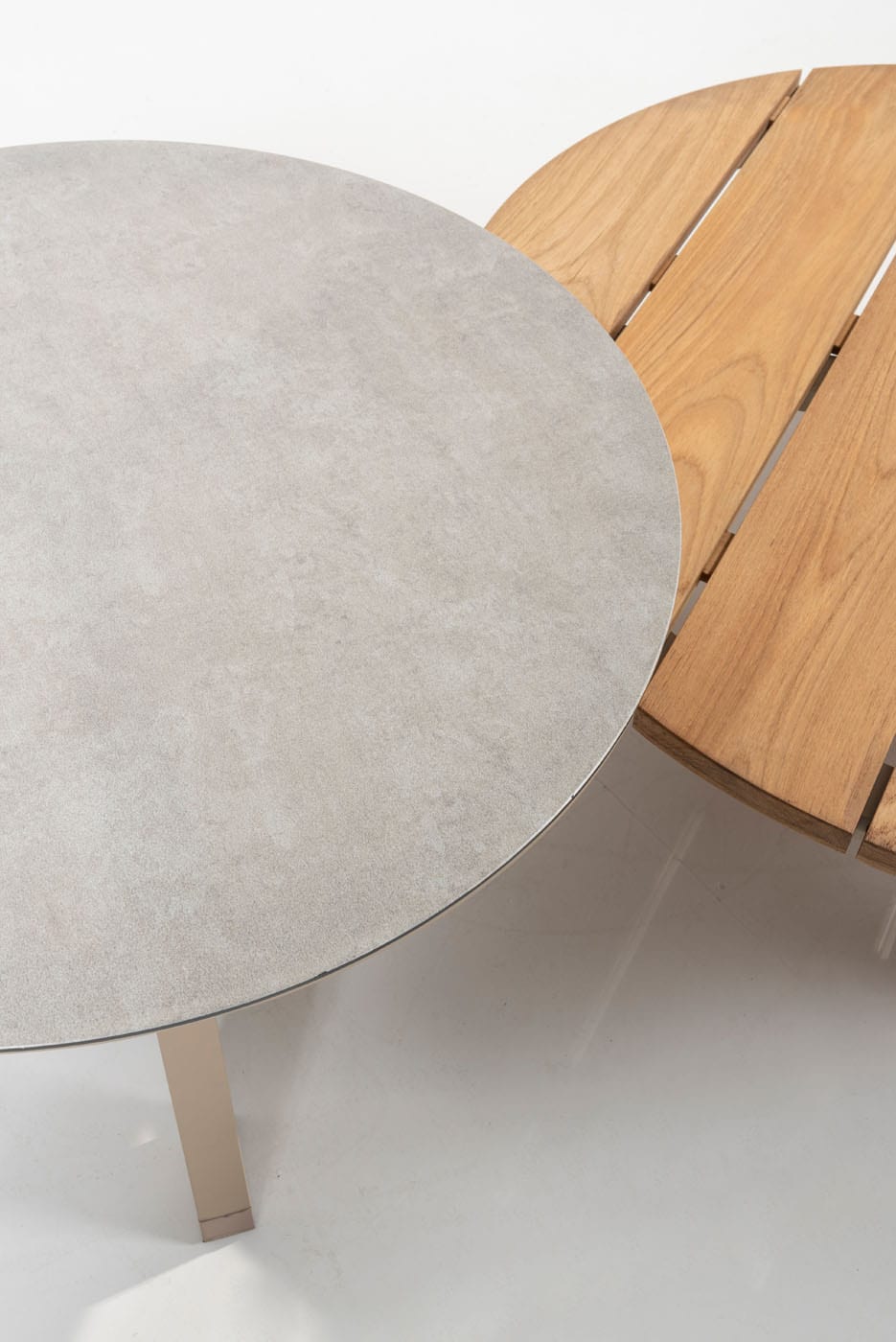 Taste 4SO - Emma set van 2 salontafels latte, 65 en 80 cm. Ø printed keramiek / teak top